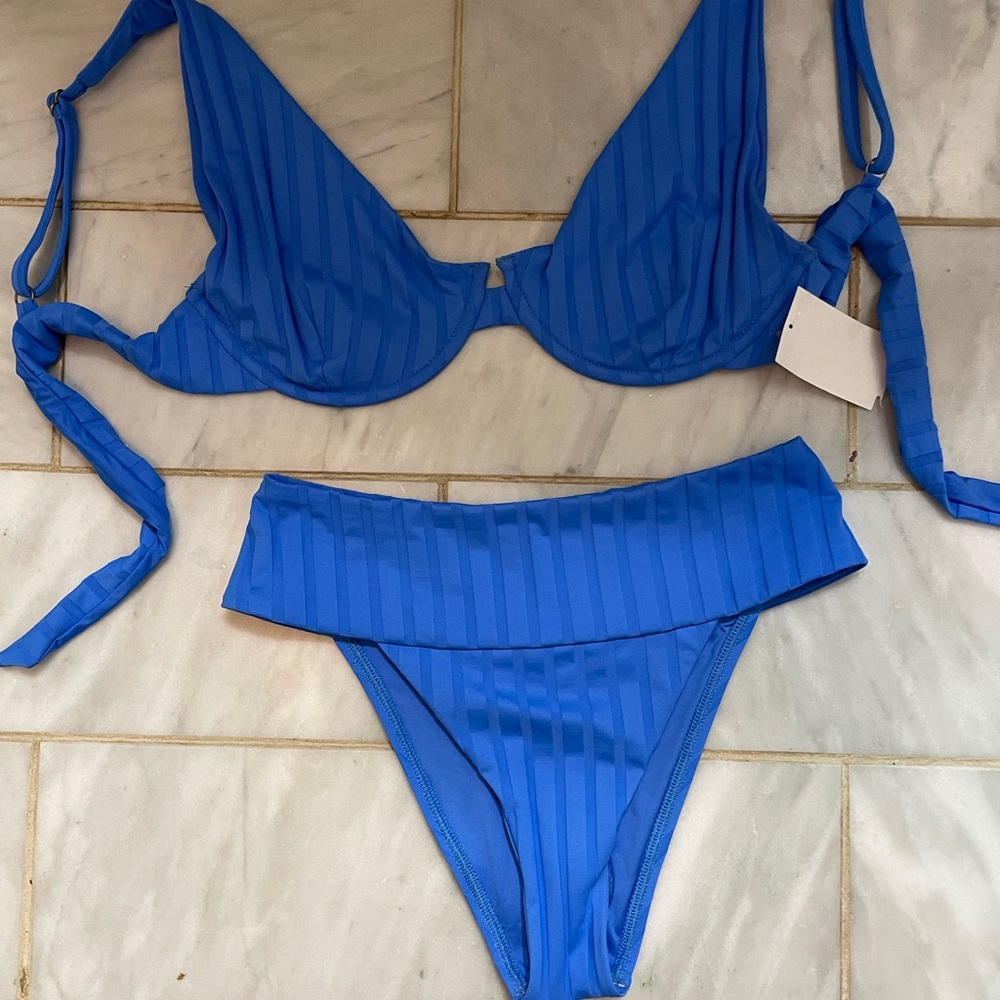Vitamin A Blue Ribbed Bikini - Picture 4 of 5